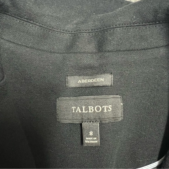 Talbots Blazer Womens Size 8 Black Aberdeen Jacket Double Button Knit Stretch - Picture 4 of 7